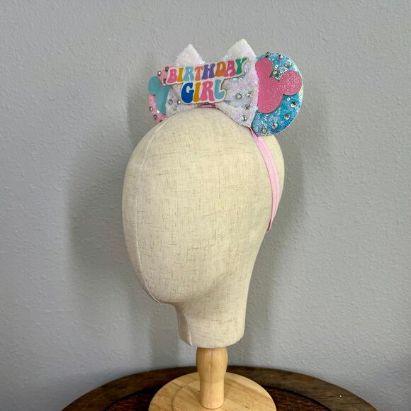 Birthday Sparkle Elastic Minnie Ears | Disney-Inspired Adjustable Mouse Ears - Picture 3 of 5
